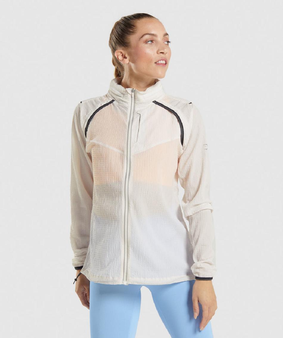 τρέξιμο με κουκούλα Gymshark Speed Windbreaker γυναικεια ασπρα | GR_XC9554