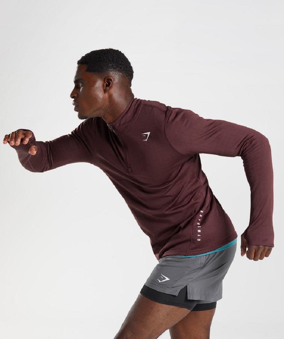 τρέξιμο με κουκούλα Gymshark Sport 1/4 Zip ανδρικα μπορντο | GR_Q1413