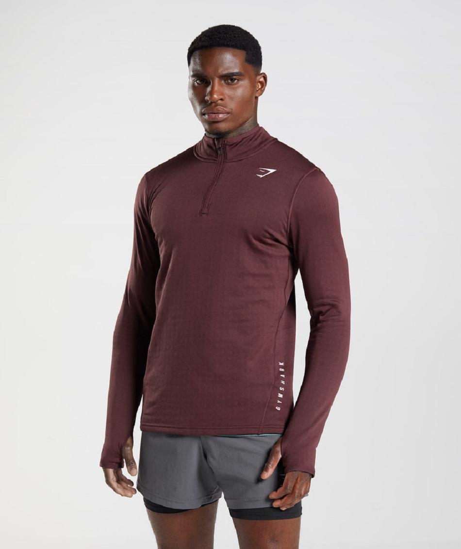 τρέξιμο με κουκούλα Gymshark Sport 1/4 Zip ανδρικα μπορντο | GR_Q1413