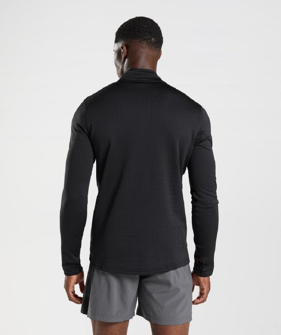 τρέξιμο με κουκούλα Gymshark Sport 1/4 Zip ανδρικα μαυρα | GR_SU8367