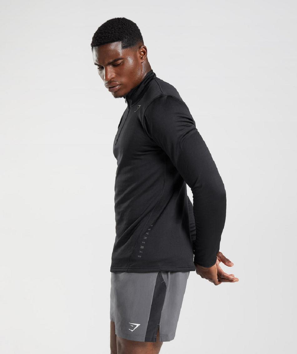 τρέξιμο με κουκούλα Gymshark Sport 1/4 Zip ανδρικα μαυρα | GR_SU8367