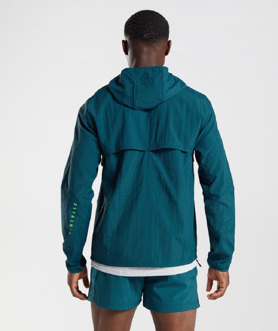 τρέξιμο με κουκούλα Gymshark Sport Windbreaker ανδρικα τυρκουάζ | GR_TH8036