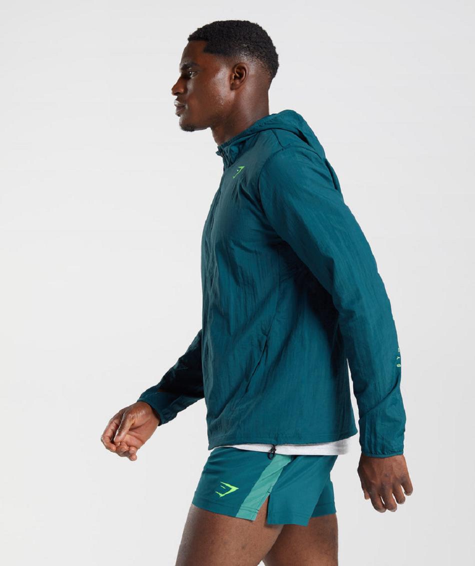 τρέξιμο με κουκούλα Gymshark Sport Windbreaker ανδρικα τυρκουάζ | GR_TH8036