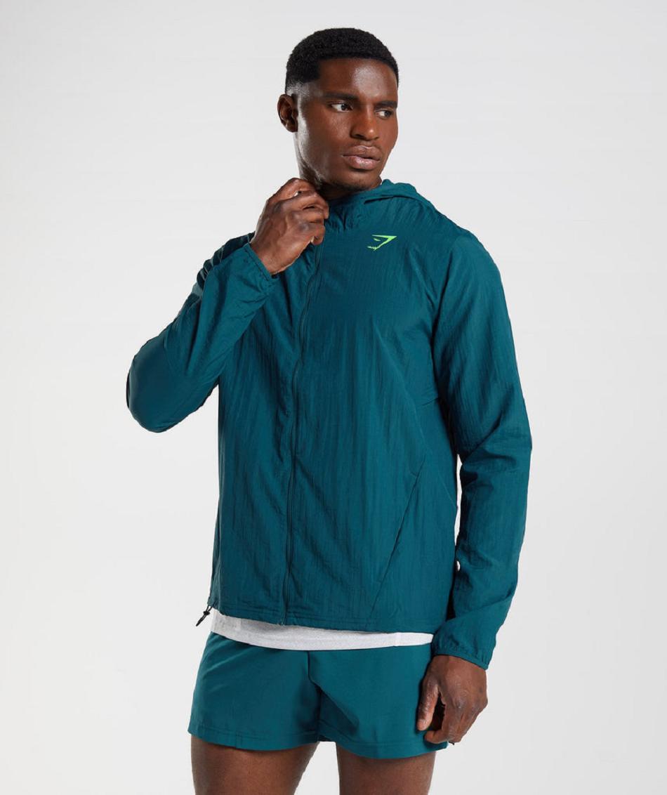 τρέξιμο με κουκούλα Gymshark Sport Windbreaker ανδρικα τυρκουάζ | GR_TH8036