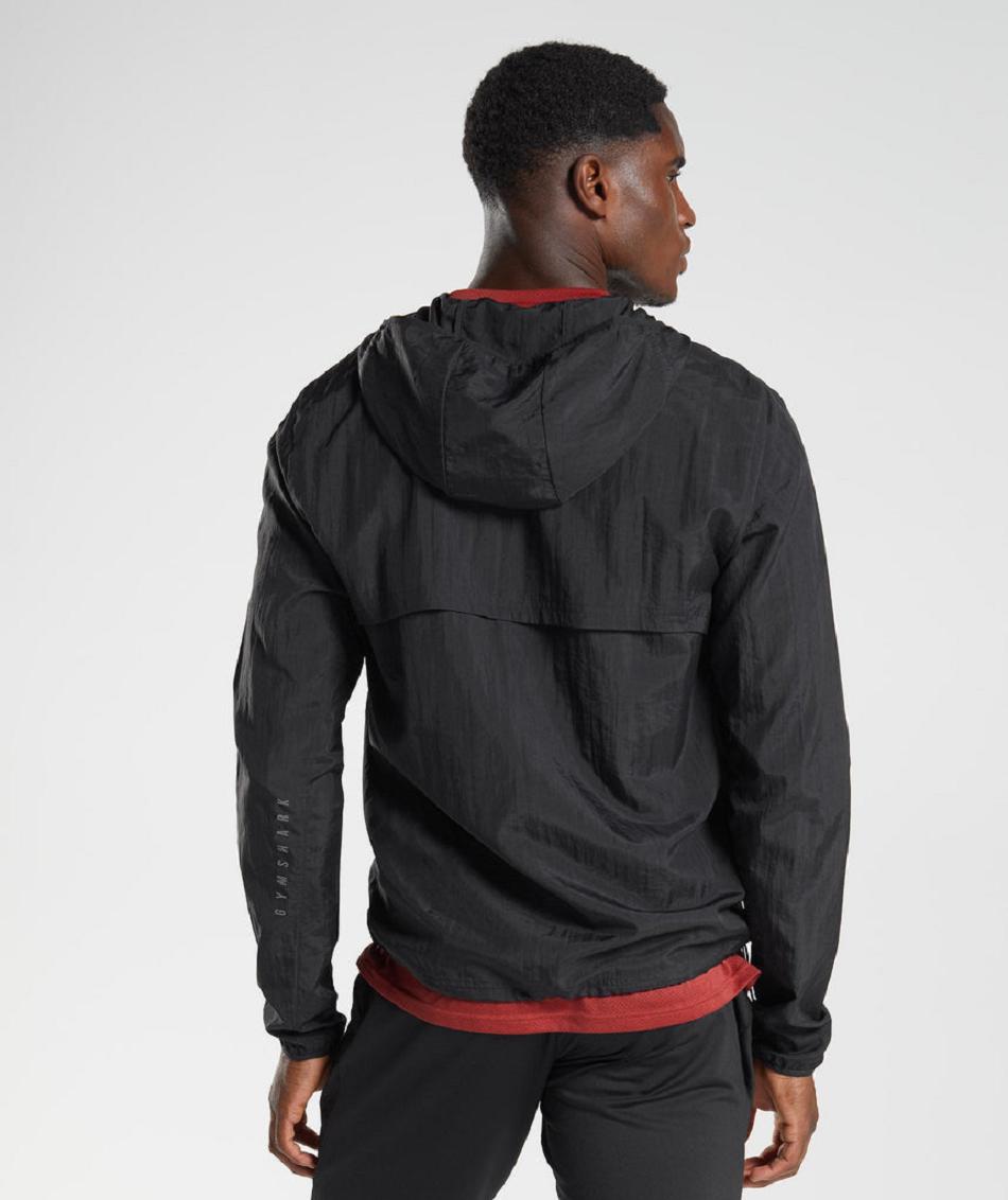 τρέξιμο με κουκούλα Gymshark Sport Windbreaker ανδρικα μαυρα | GR_YQ4331