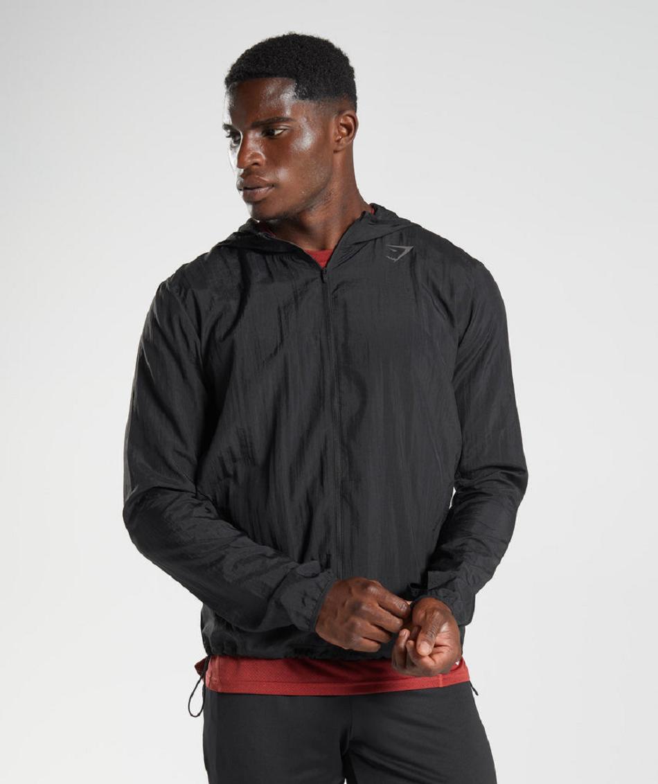 τρέξιμο με κουκούλα Gymshark Sport Windbreaker ανδρικα μαυρα | GR_YQ4331