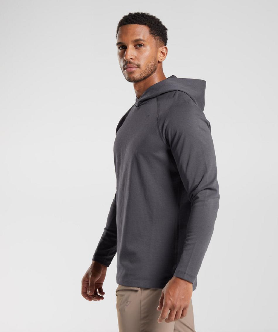 Φουτερ με Κουκουλα Gymshark Studio ανδρικα μαυρα γκρι | GR_UV7499