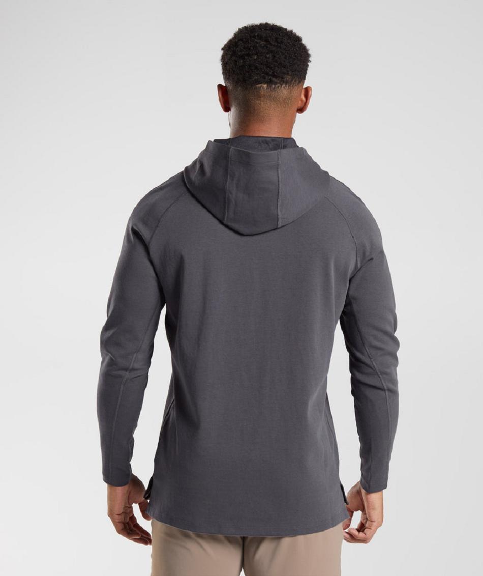 Φουτερ με Κουκουλα Gymshark Studio ανδρικα μαυρα γκρι | GR_UV7499