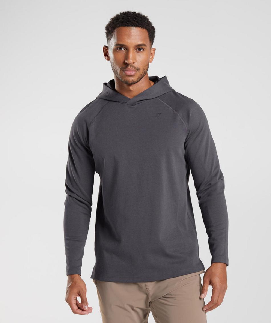 Φουτερ με Κουκουλα Gymshark Studio ανδρικα μαυρα γκρι | GR_UV7499