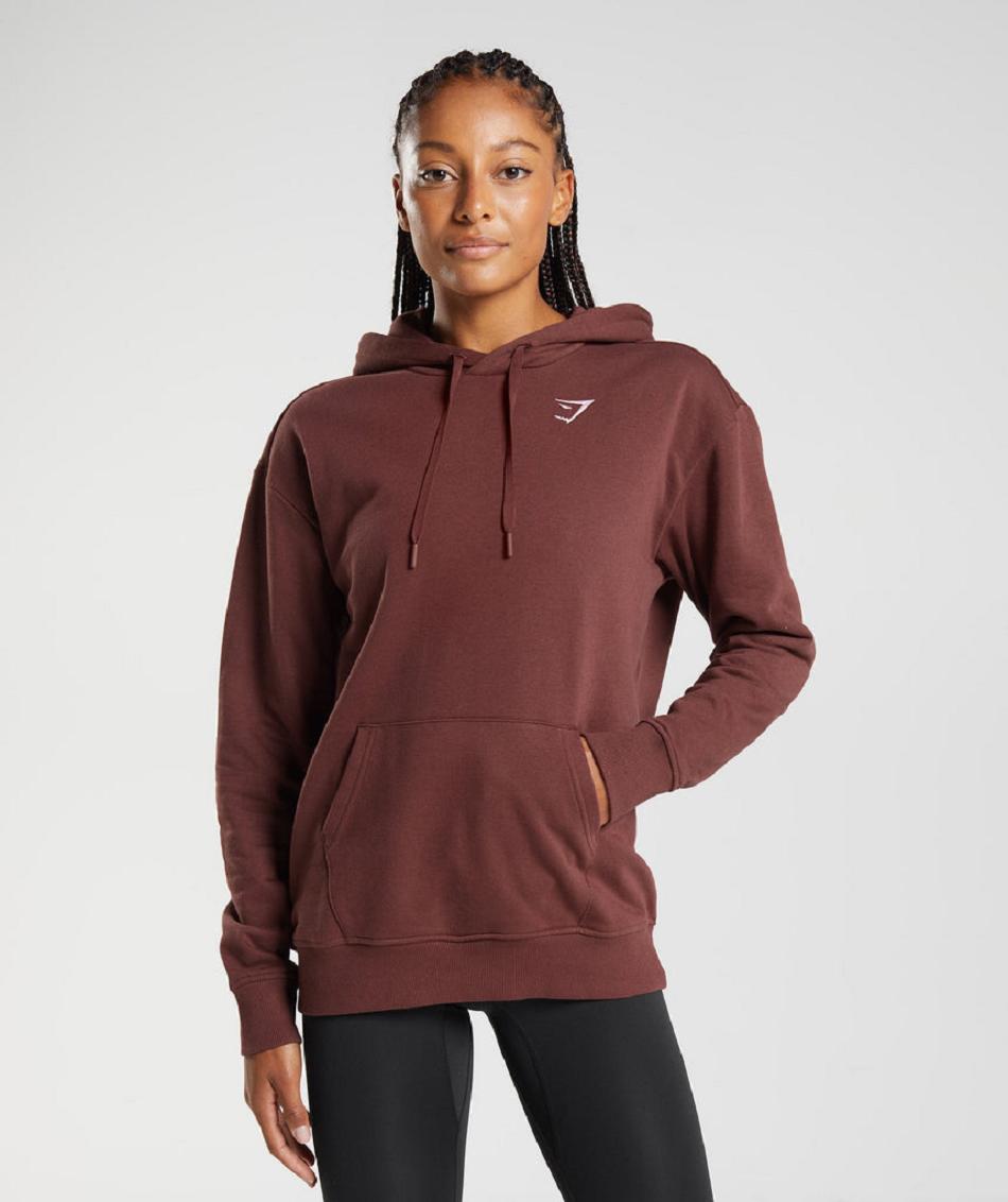 Φουτερ με Κουκουλα Gymshark Training Boyfriend γυναικεια ροζ καφε | GR_TG9062