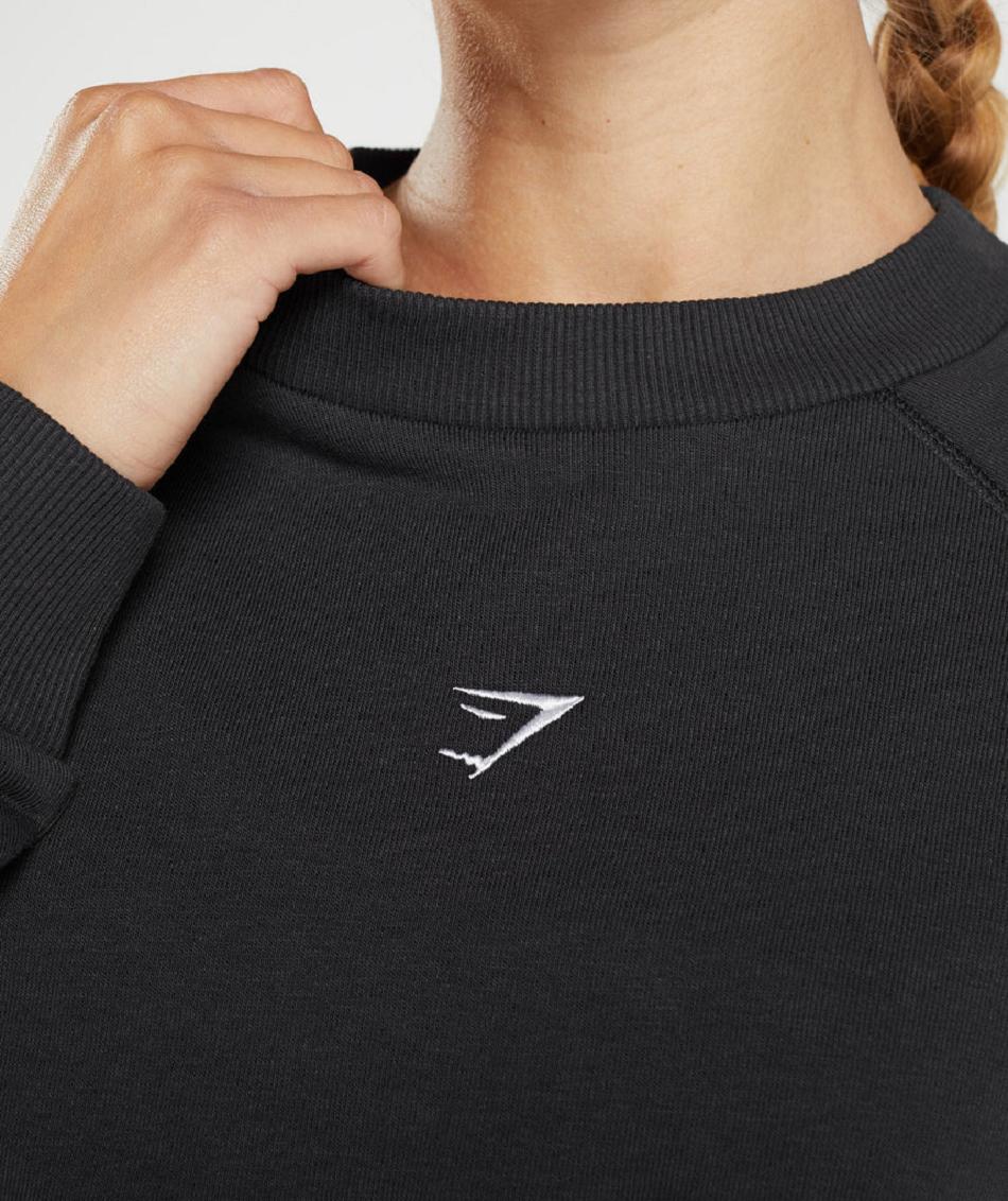 τρέξιμο με κουκούλα Gymshark Training Cropped Sweater γυναικεια μαυρα | GR_TC7163