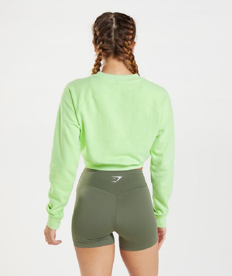 τρέξιμο με κουκούλα Gymshark Training Cropped Sweater γυναικεια πρασινο | GR_YQ1542