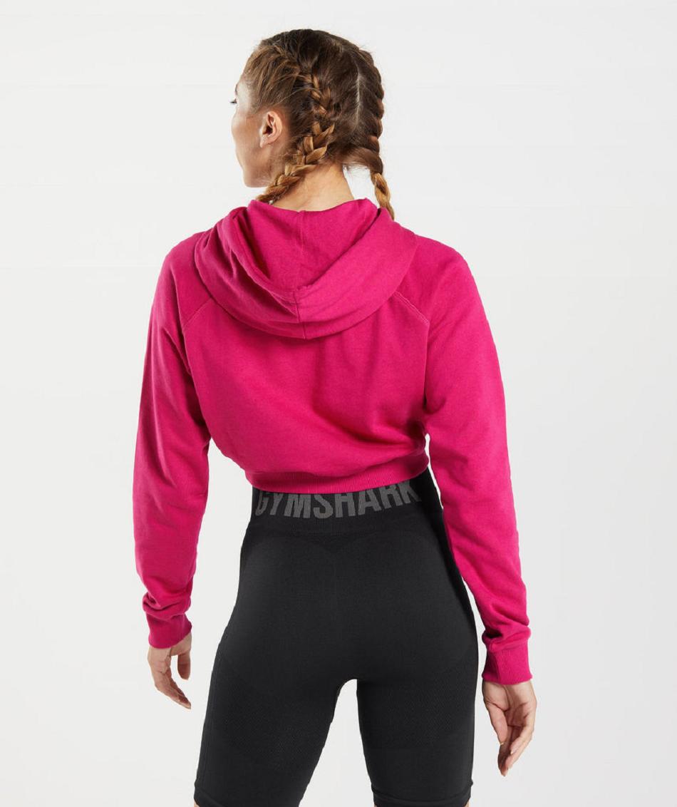 Φουτερ με Κουκουλα Gymshark Training Cropped γυναικεια ροζ | GR_N8438
