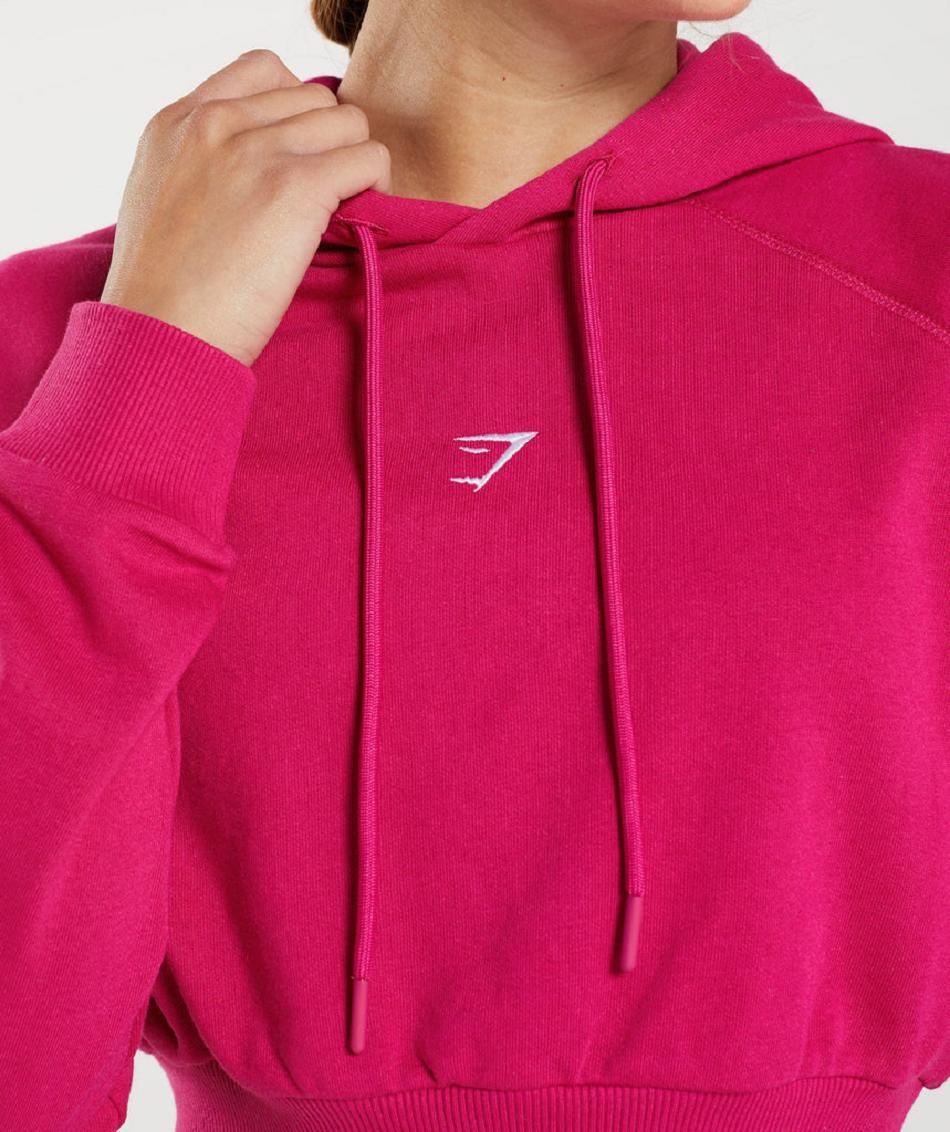 Φουτερ με Κουκουλα Gymshark Training Cropped γυναικεια ροζ | GR_N8438