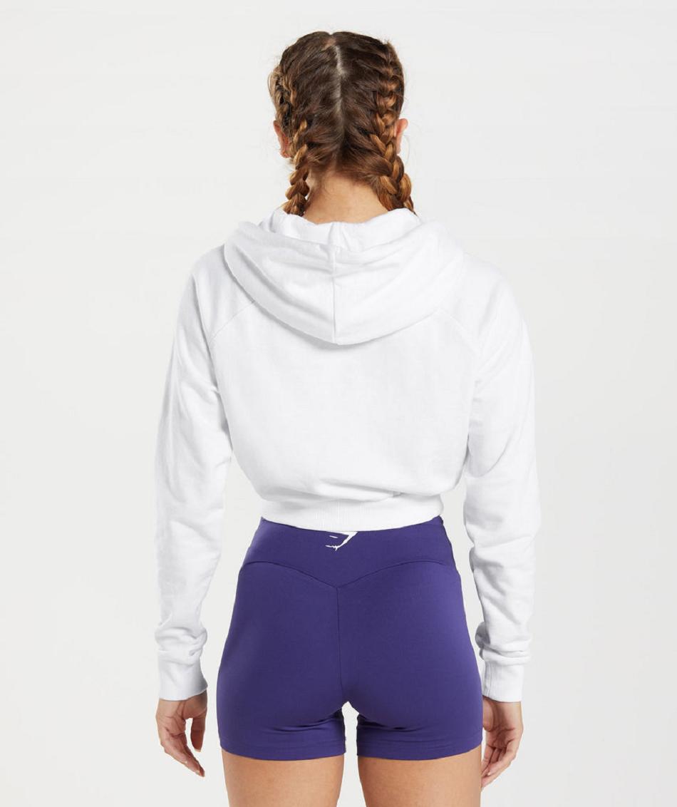 Φουτερ με Κουκουλα Gymshark Training Cropped γυναικεια ασπρα | GR_YJ1307