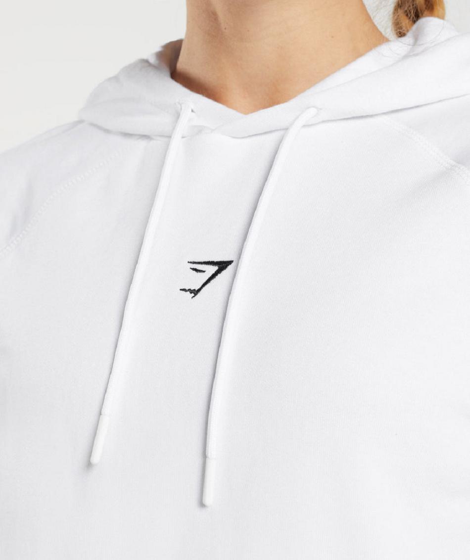 Φουτερ με Κουκουλα Gymshark Training Cropped γυναικεια ασπρα | GR_YJ1307