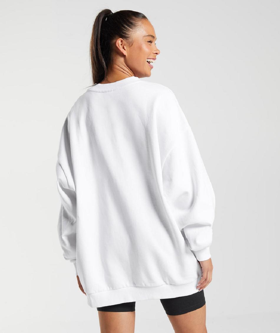 τρέξιμο με κουκούλα Gymshark Training Oversized Sweatshirt γυναικεια ασπρα | GR_N1502