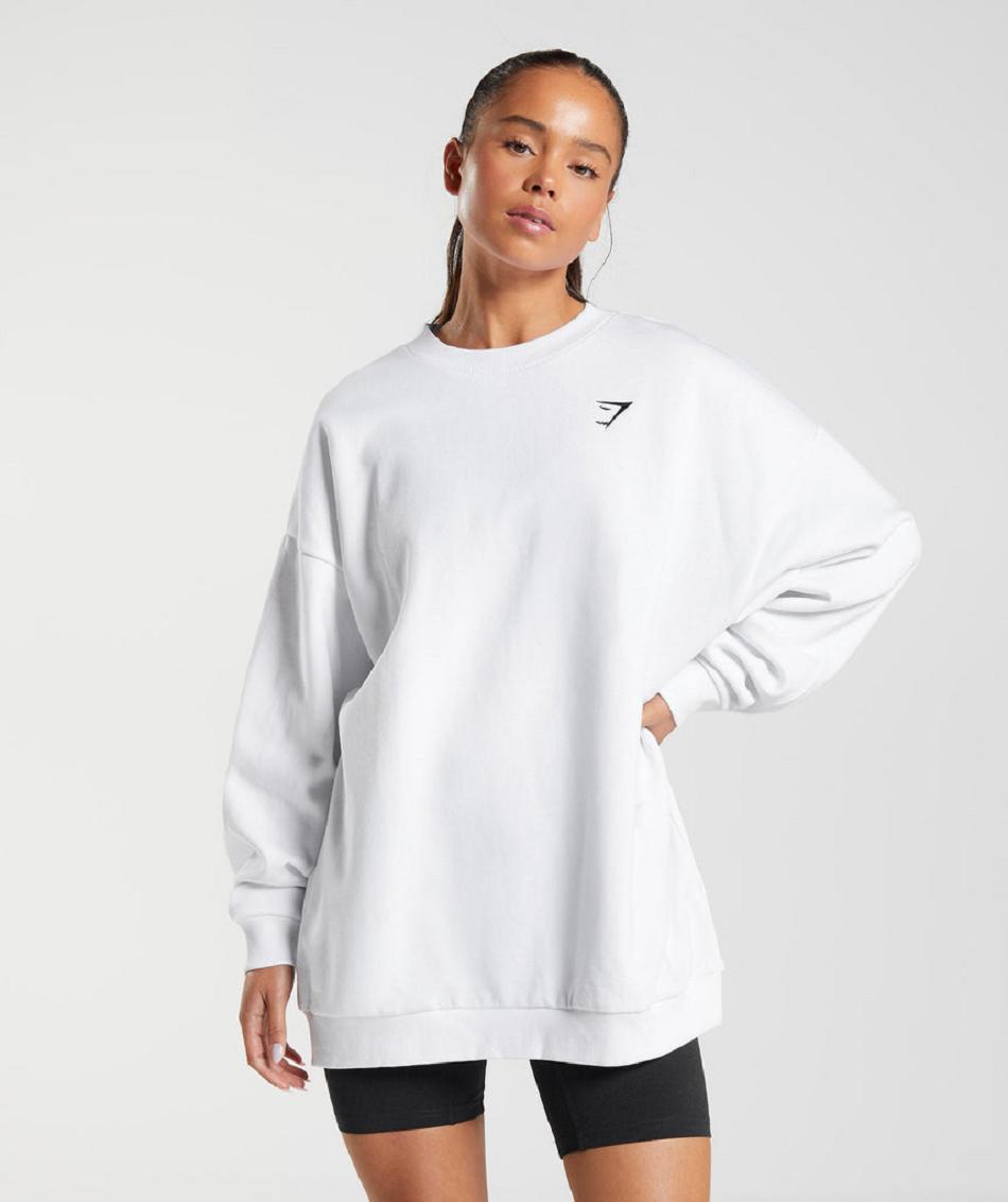 τρέξιμο με κουκούλα Gymshark Training Oversized Sweatshirt γυναικεια ασπρα | GR_N1502