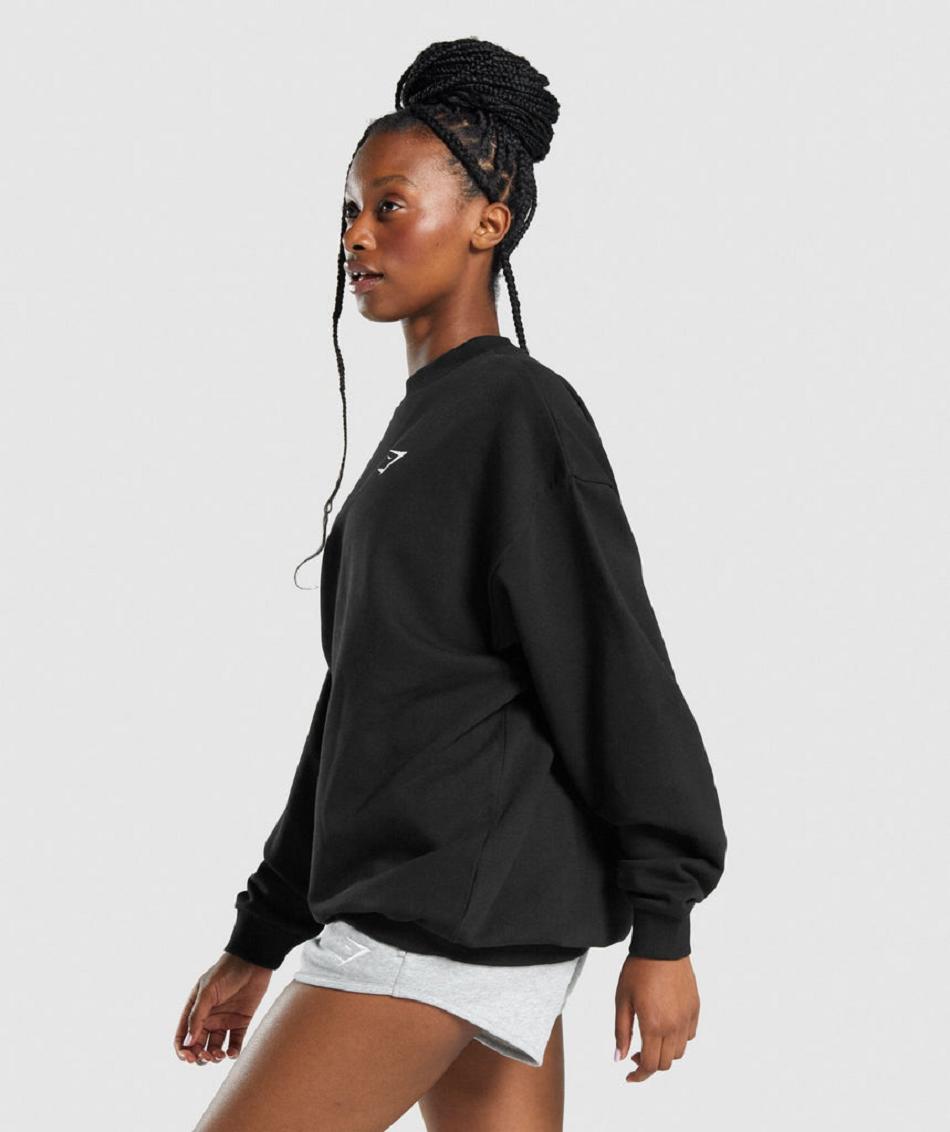 τρέξιμο με κουκούλα Gymshark Training Oversized Sweatshirt γυναικεια μαυρα | GR_TH2656
