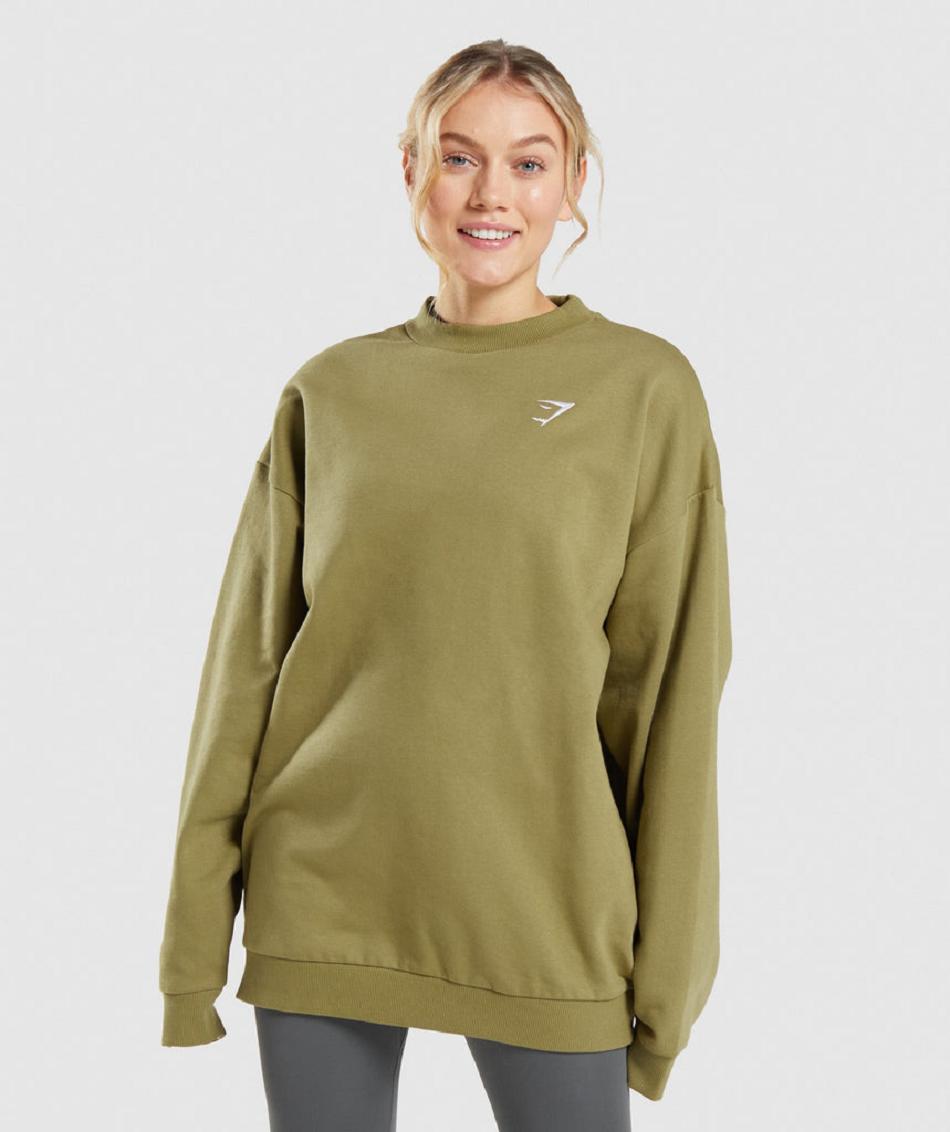 τρέξιμο με κουκούλα Gymshark Training Oversized Sweatshirt γυναικεια πρασινο | GR_BH2783