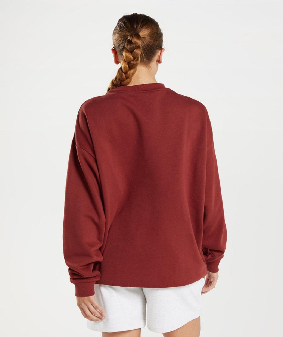 τρέξιμο με κουκούλα Gymshark Training Oversized Sweatshirt γυναικεια κοκκινα | GR_NN5181