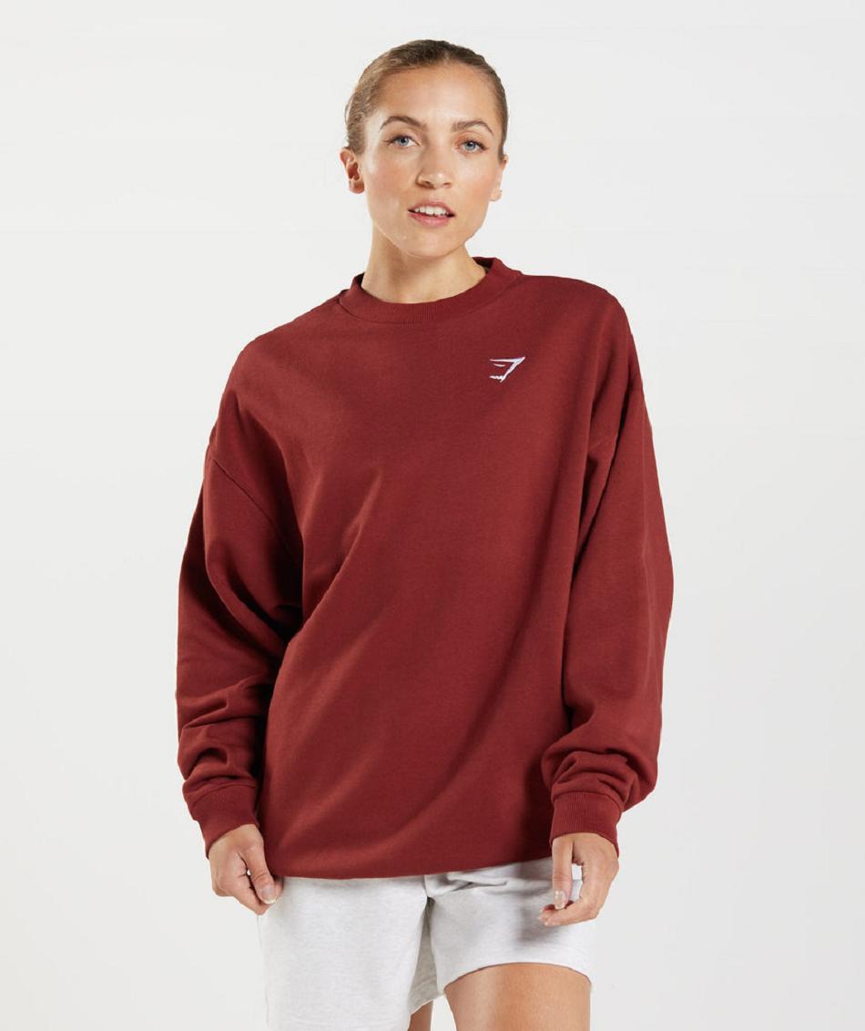 τρέξιμο με κουκούλα Gymshark Training Oversized Sweatshirt γυναικεια κοκκινα | GR_NN5181