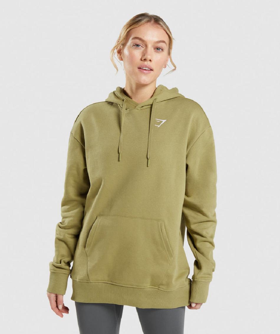 Φουτερ με Κουκουλα Gymshark Training Oversized γυναικεια πρασινο | GR_BO3611