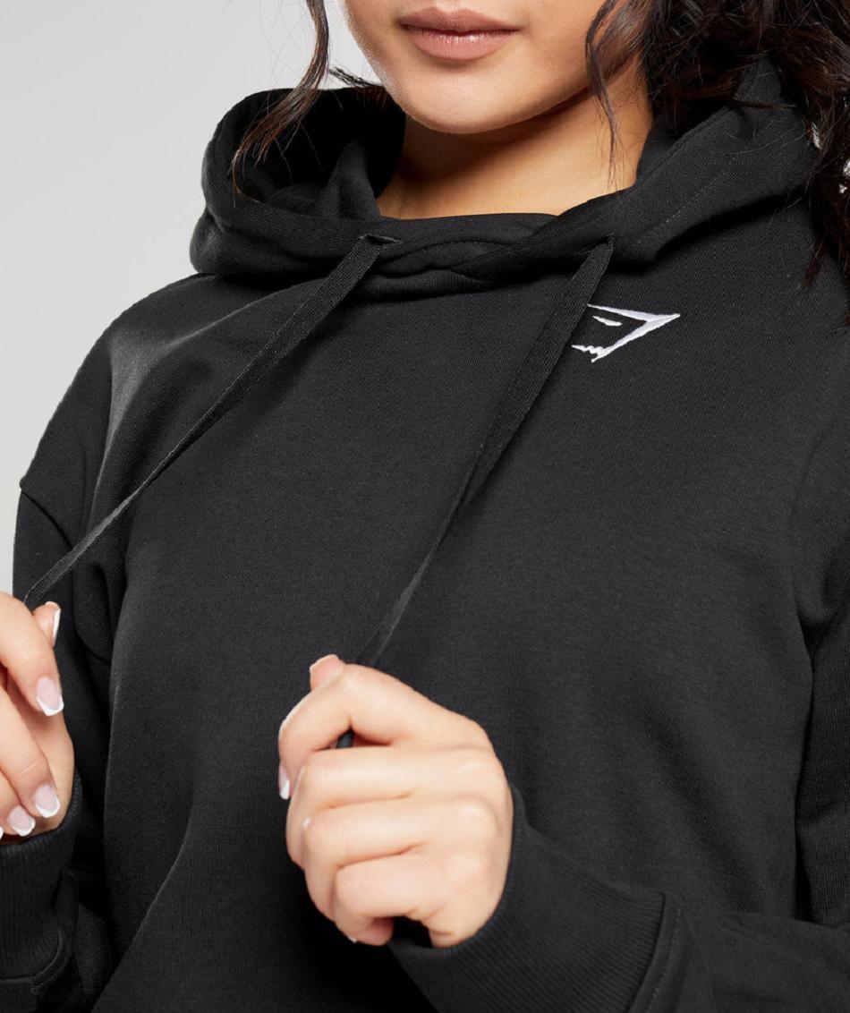 Φουτερ με Κουκουλα Gymshark Training Oversized γυναικεια μαυρα | GR_QX3651