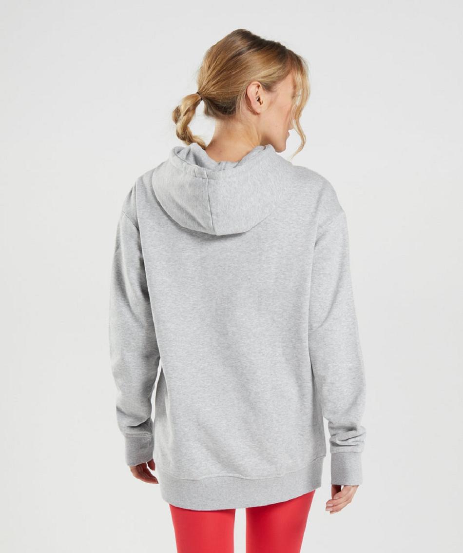 Φουτερ με Κουκουλα Gymshark Training Oversized γυναικεια ανοιχτο γκρι | GR_TC4269