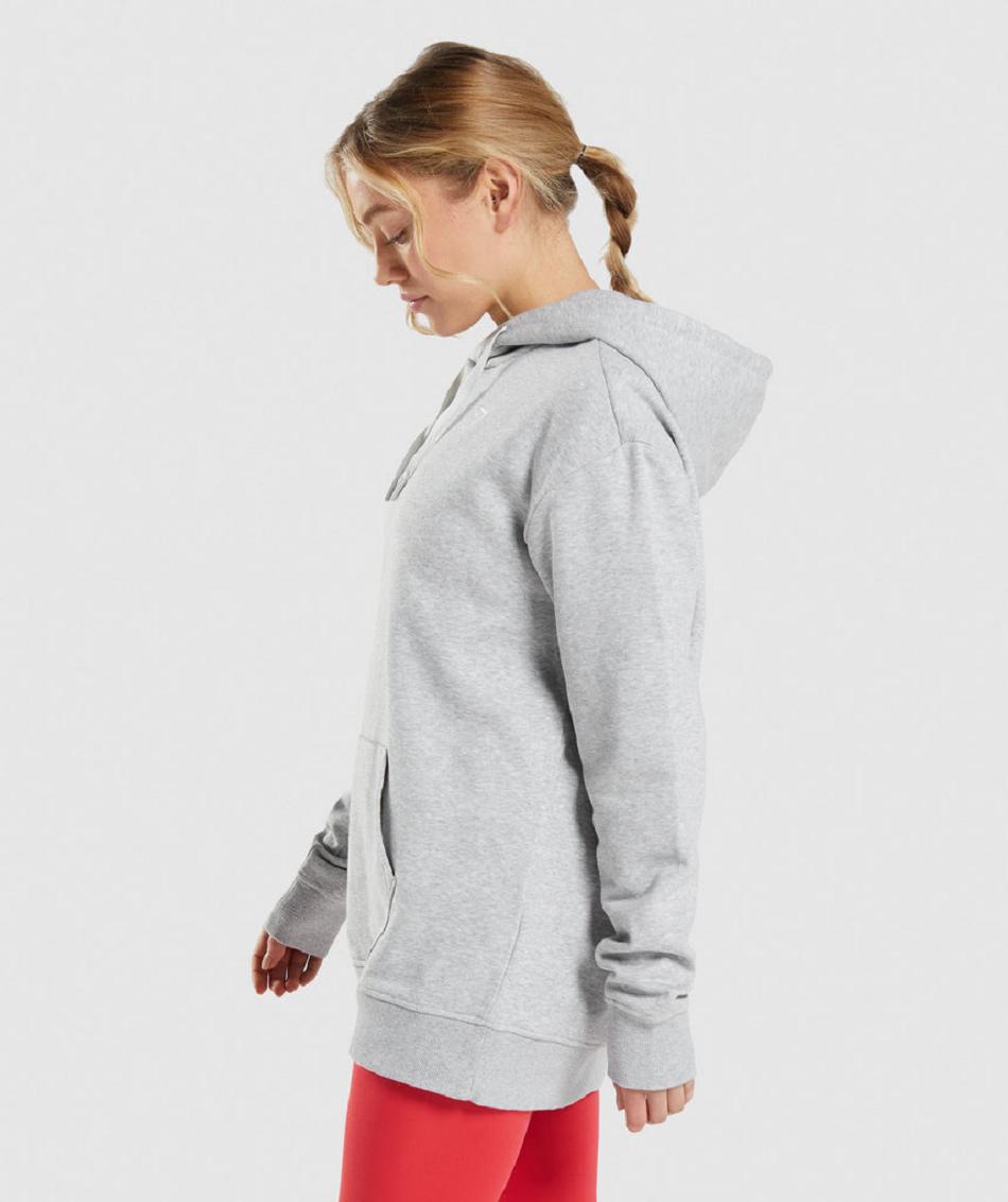 Φουτερ με Κουκουλα Gymshark Training Oversized γυναικεια ανοιχτο γκρι | GR_TC4269
