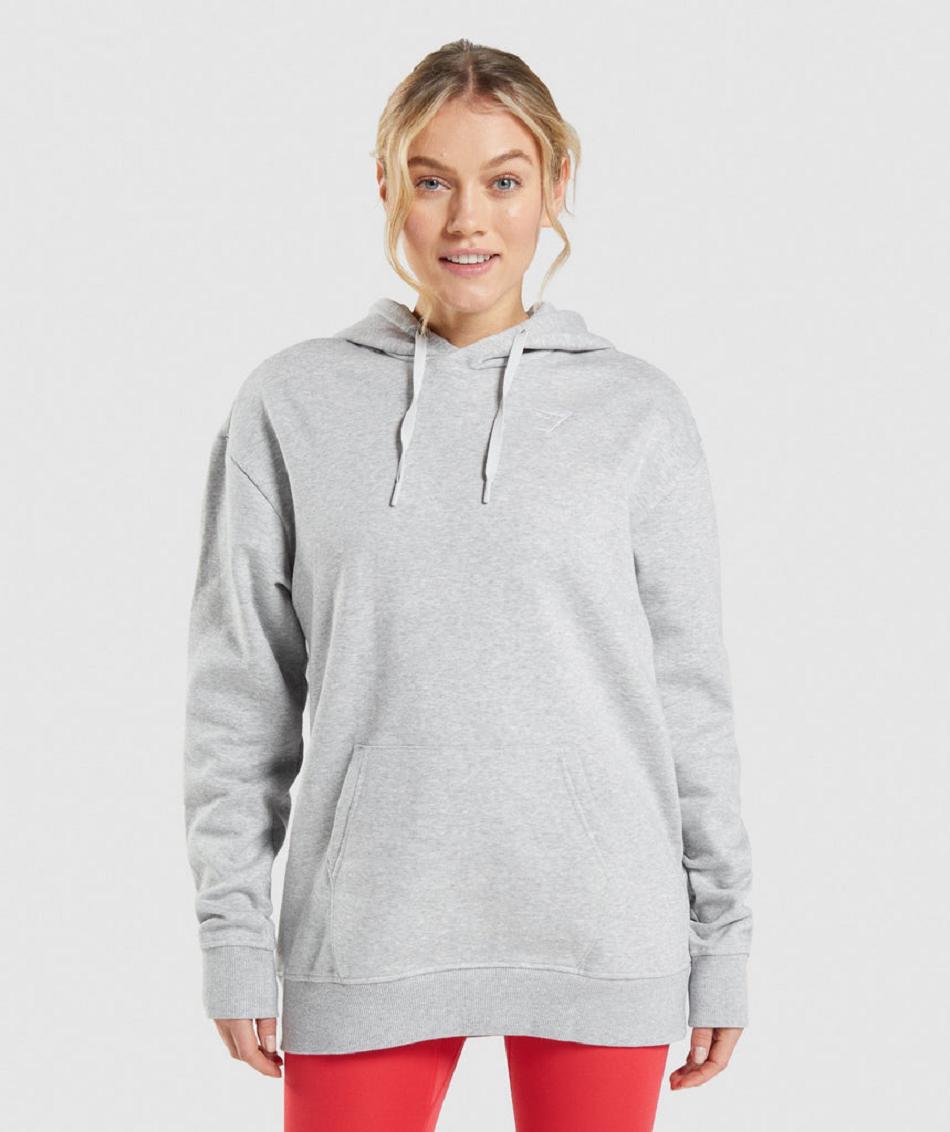 Φουτερ με Κουκουλα Gymshark Training Oversized γυναικεια ανοιχτο γκρι | GR_TC4269