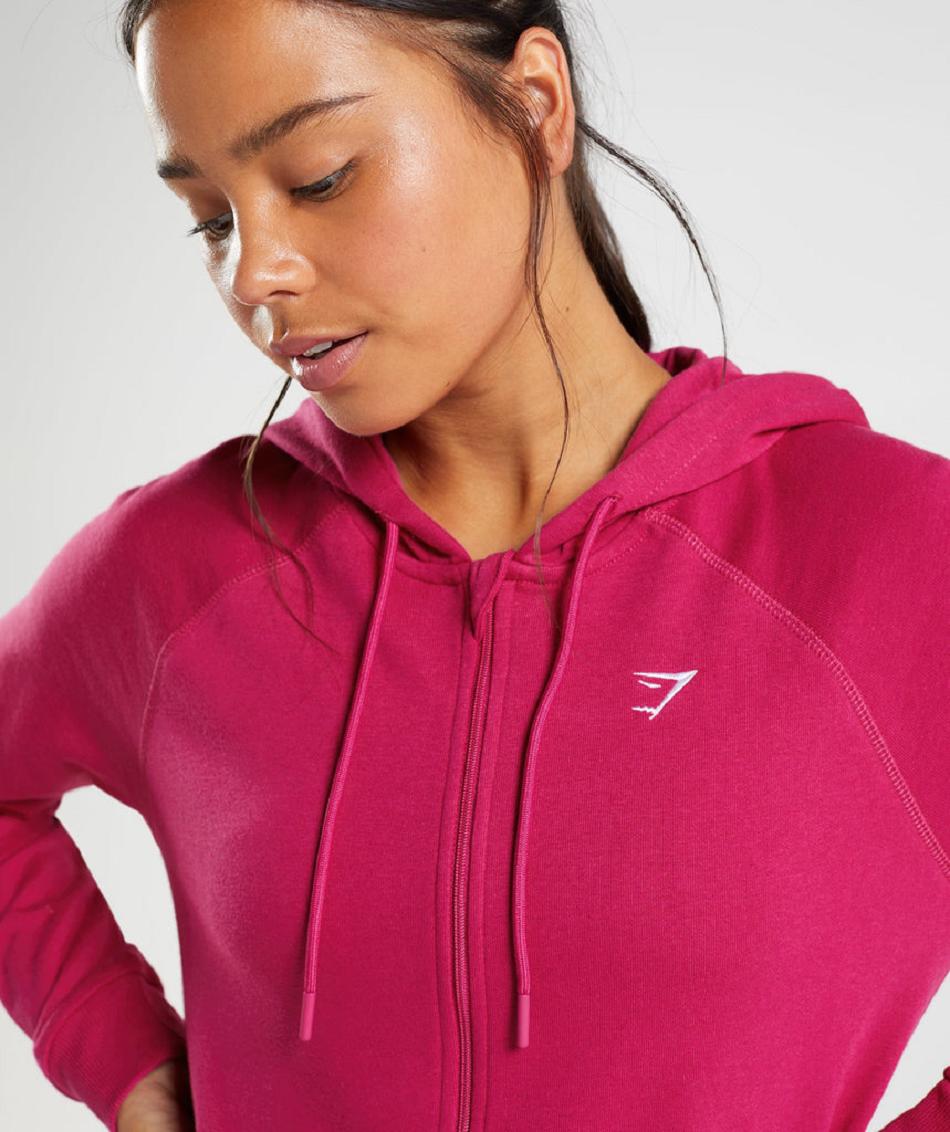 Φουτερ με Κουκουλα Gymshark Training Zip γυναικεια ροζ | GR_KO2326