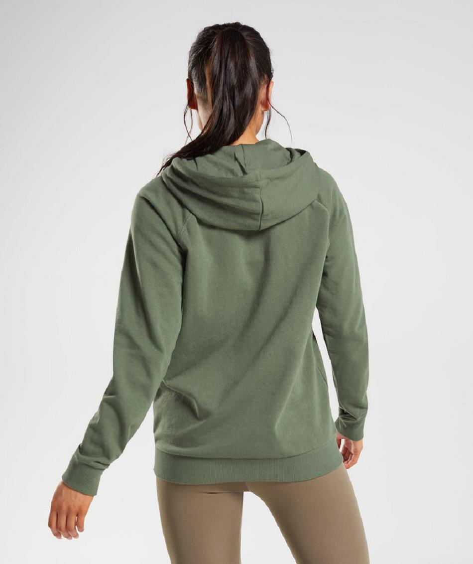 Φουτερ με Κουκουλα Gymshark Training Zip γυναικεια Ελιά | GR_O4296