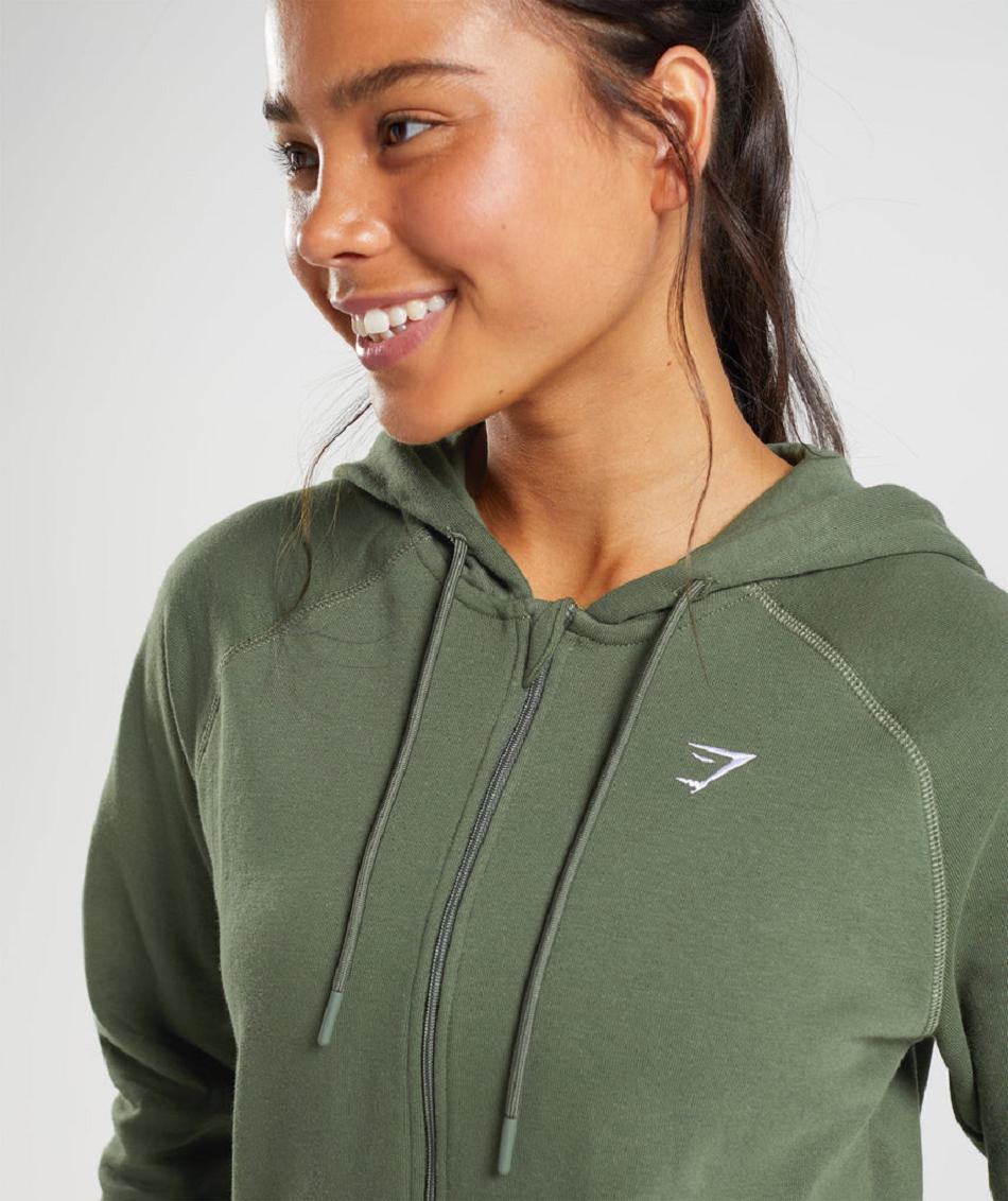 Φουτερ με Κουκουλα Gymshark Training Zip γυναικεια Ελιά | GR_O4296