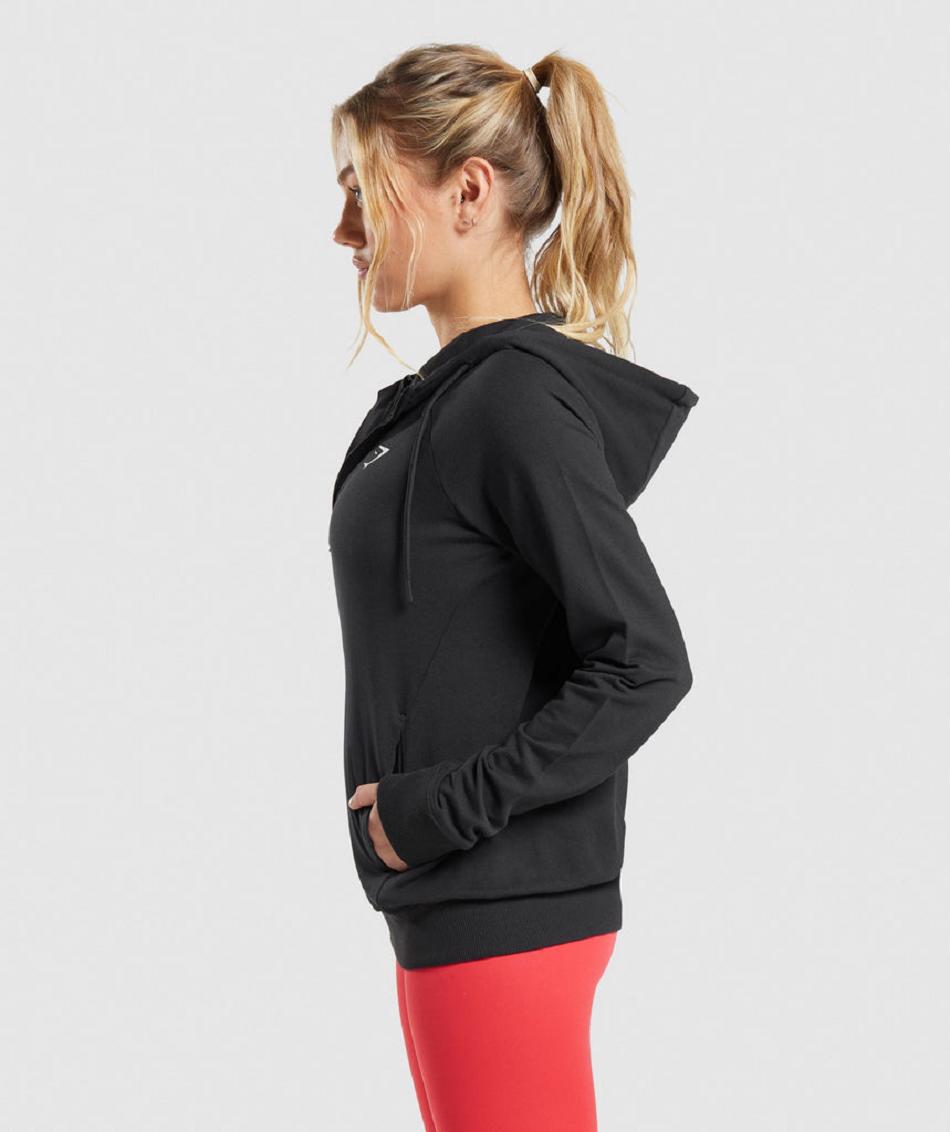 Φουτερ με Κουκουλα Gymshark Training Zip γυναικεια μαυρα | GR_TC9897