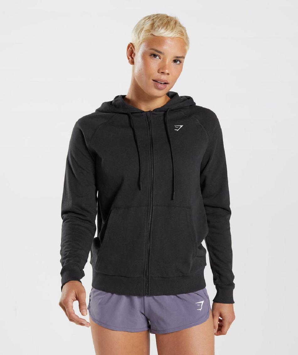 Φουτερ με Κουκουλα Gymshark Training Zip γυναικεια μαυρα | GR_TG7771