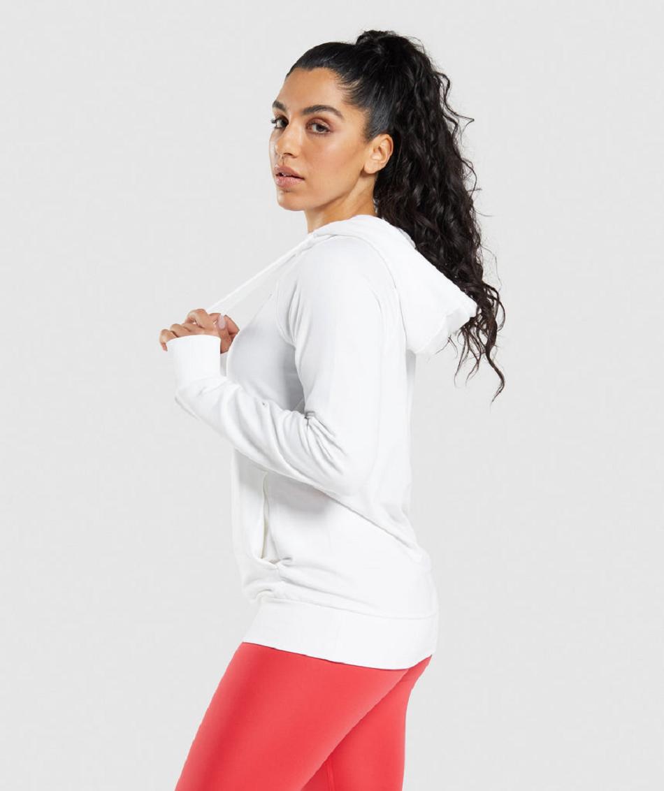 Φουτερ με Κουκουλα Gymshark Training γυναικεια ασπρα | GR_IM4857