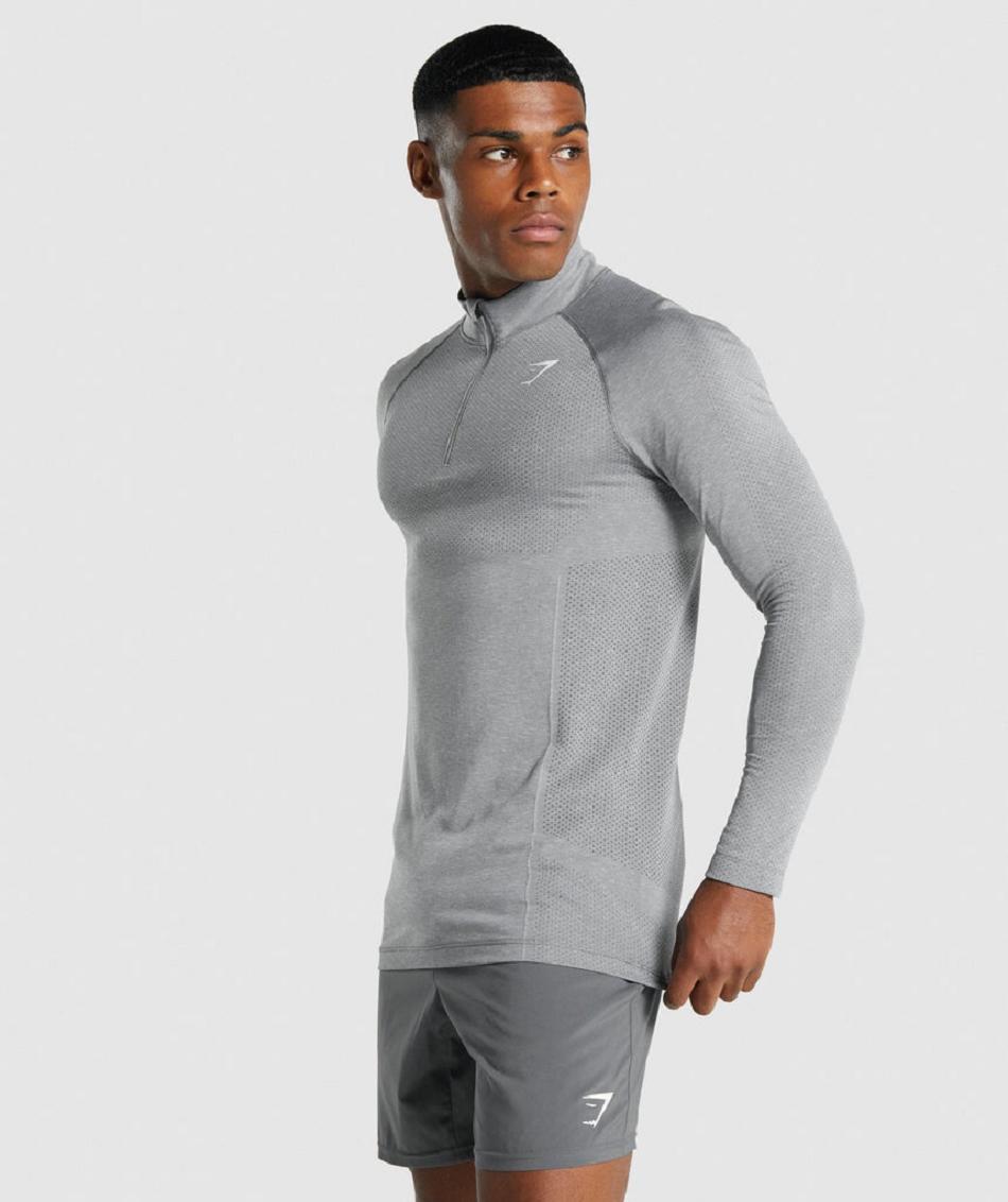 τρέξιμο με κουκούλα Gymshark Vital Light 1/4 Zip ανδρικα γκρι | GR_SG8352