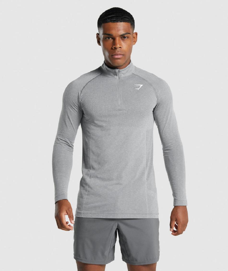 τρέξιμο με κουκούλα Gymshark Vital Light 1/4 Zip ανδρικα γκρι | GR_SG8352