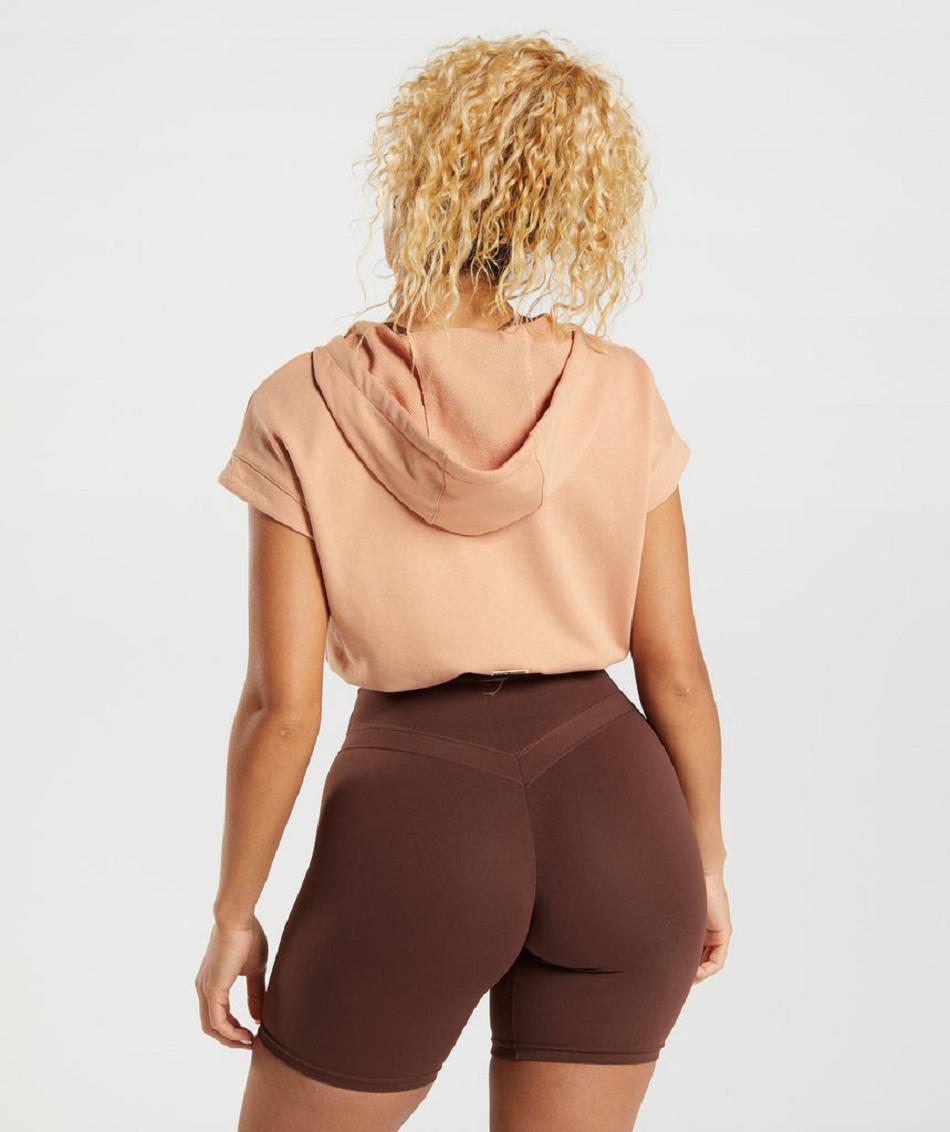 Φουτερ με Κουκουλα Gymshark Whitney Cropped Sleeveless γυναικεια Μπεζ | GR_S2900