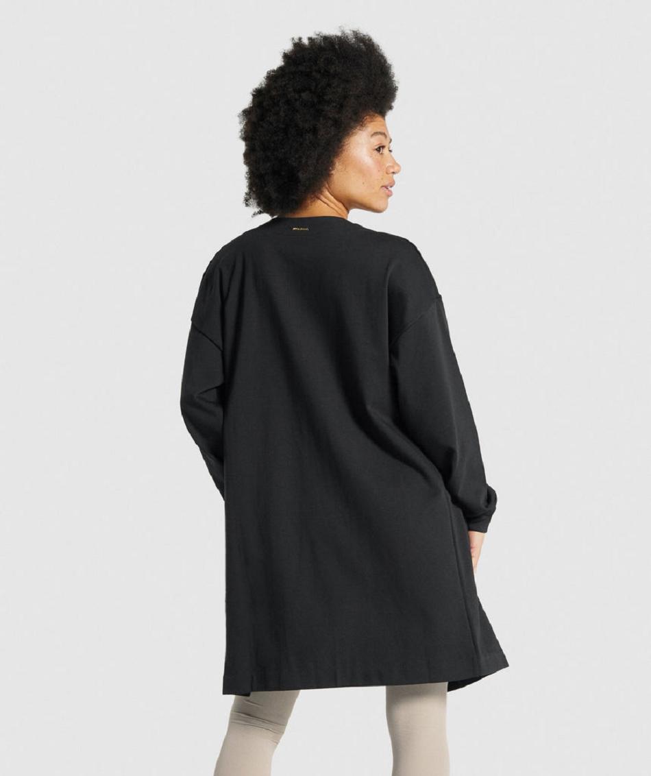 τρέξιμο με κουκούλα Gymshark Whitney Oversized Robe γυναικεια μαυρα | GR_SG8893