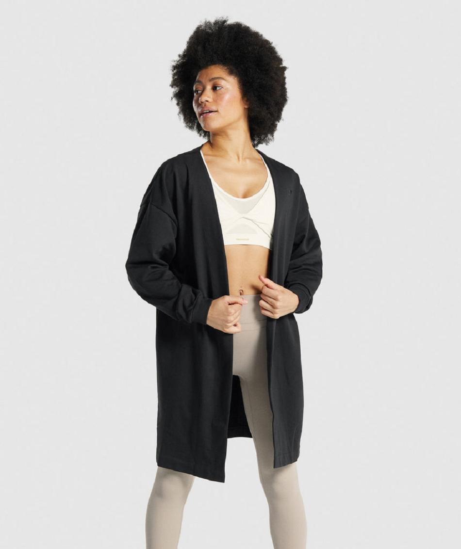 τρέξιμο με κουκούλα Gymshark Whitney Oversized Robe γυναικεια μαυρα | GR_SG8893