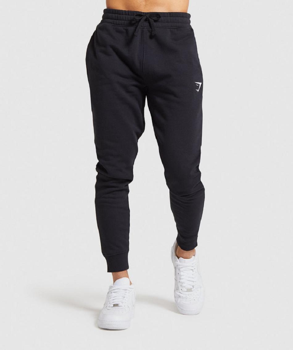 παντελονι jogger Gymshark Crest ανδρικα μαυρα | GR_MI8113